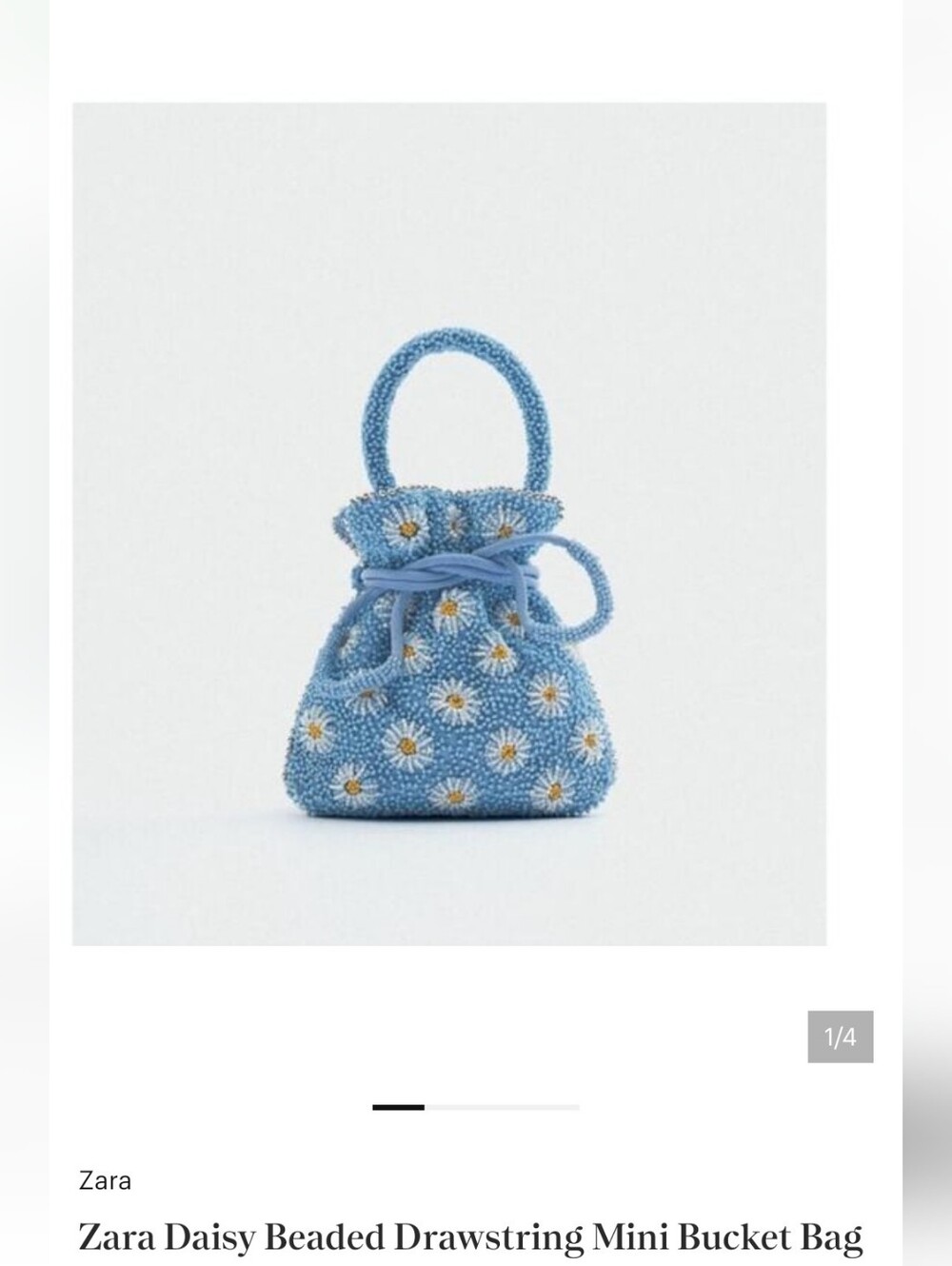 Zara Daisy Beaded Bucket  Bag